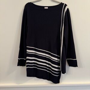 Chico's blue striped asymmetrical sweater size XL